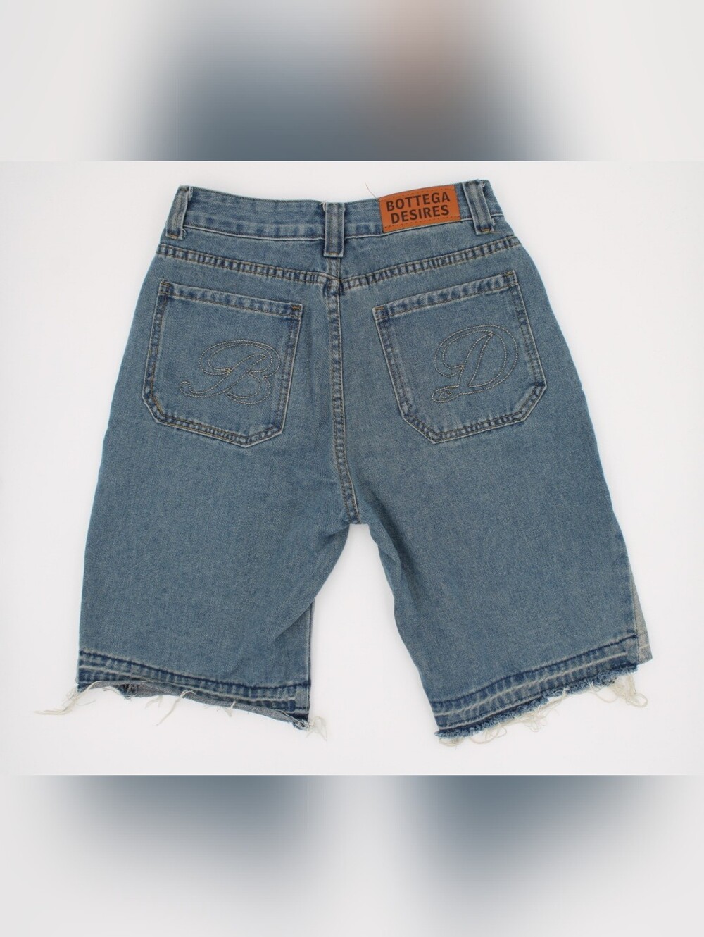 Bottega Desires Blue Denim Bermuda Jorts Chenille Logo Small - Picture 2 of 4